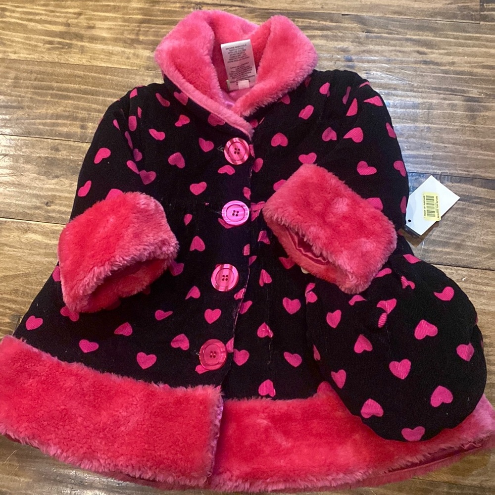 Girls al & ray pink heart coat. Nwt 12 months